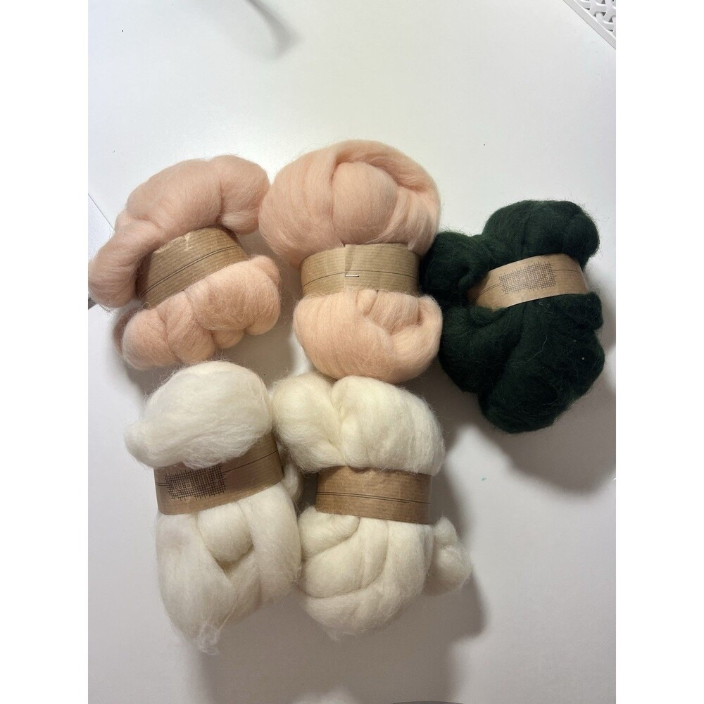 100% Wool Roving for Needle Felting - Lot of 5 Set